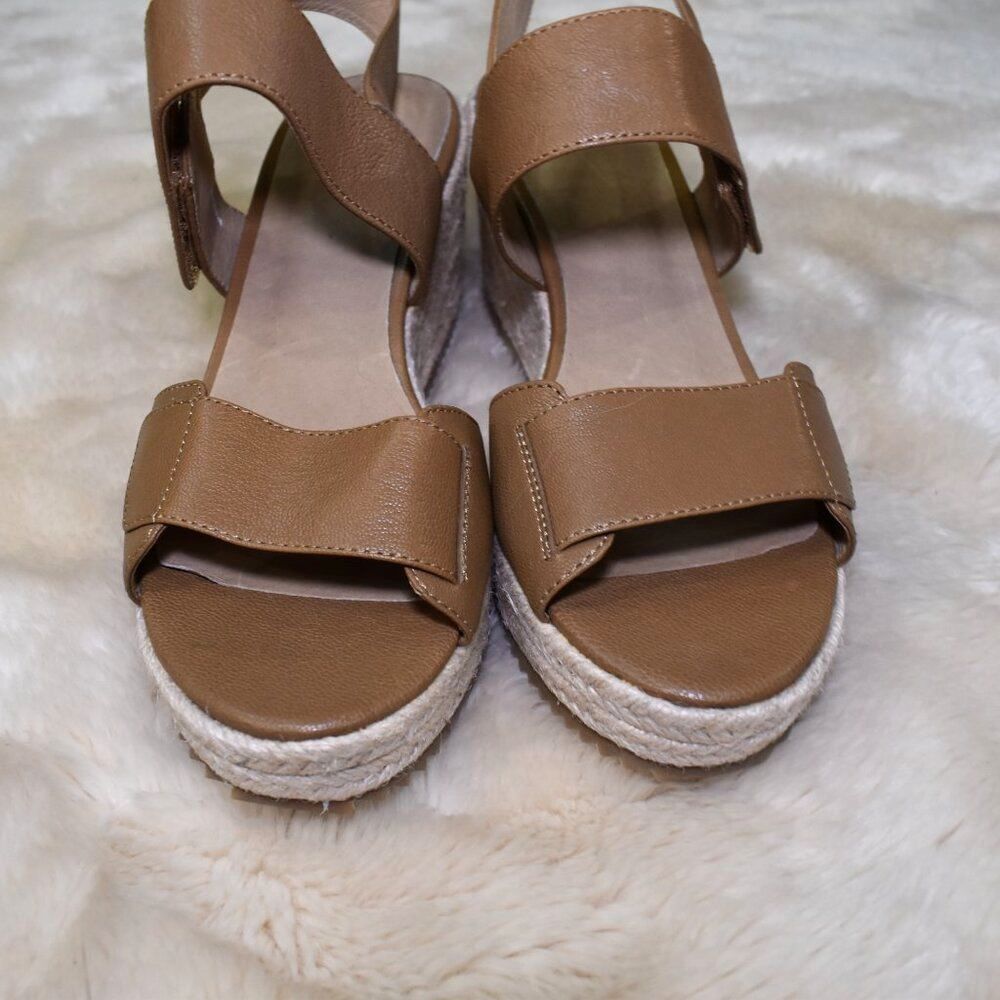 Eileen Fisher Winnie Espadrille Wedge Sandals 8.5 Brown Jute Platform - Picture 6 of 16